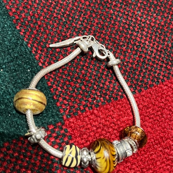 Bacio ITALY Murano Glass Bead Charm 7” extensión to 7.5” Snake Chain Bracelet - Picture 7 of 7